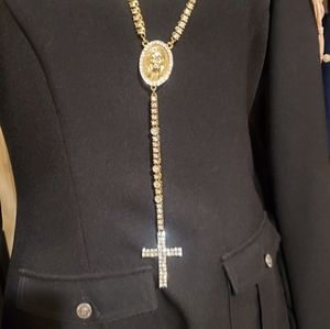 NWOT: Large "Diamonds 💎 and Gold" 👑 Rosary-Type📿 Necklace. Sparkly!